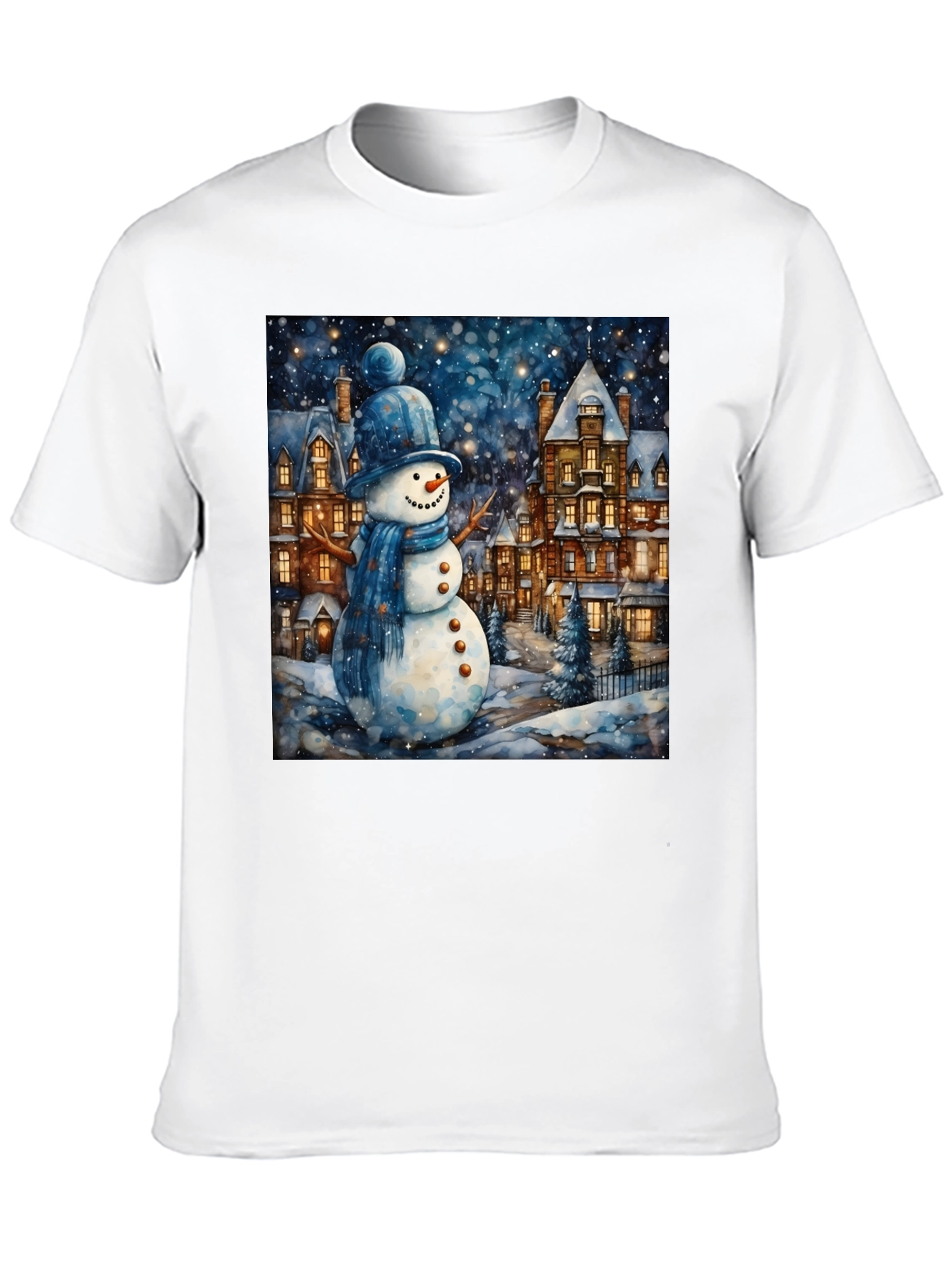 Black Winter Wonderland Snowman T-Shirt view 10