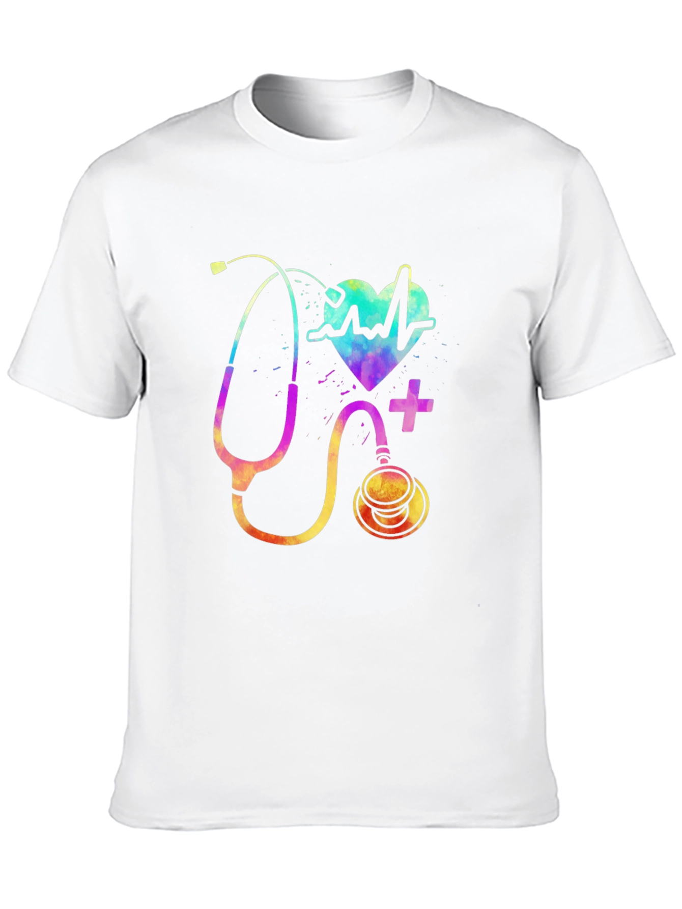 Black Colorful Stethoscope Graphic T-Shirt - Medical Design view 10