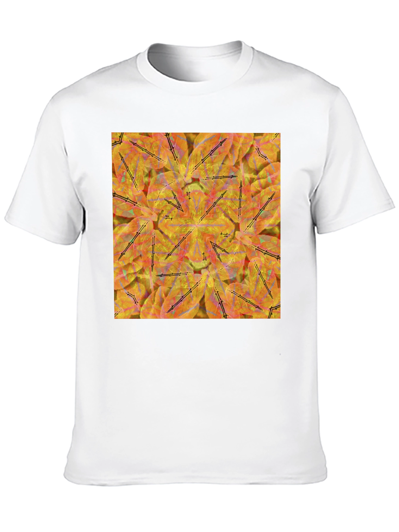 Black Kaleidoscope Leaves T-Shirt - Stylish & Unique Design view 10