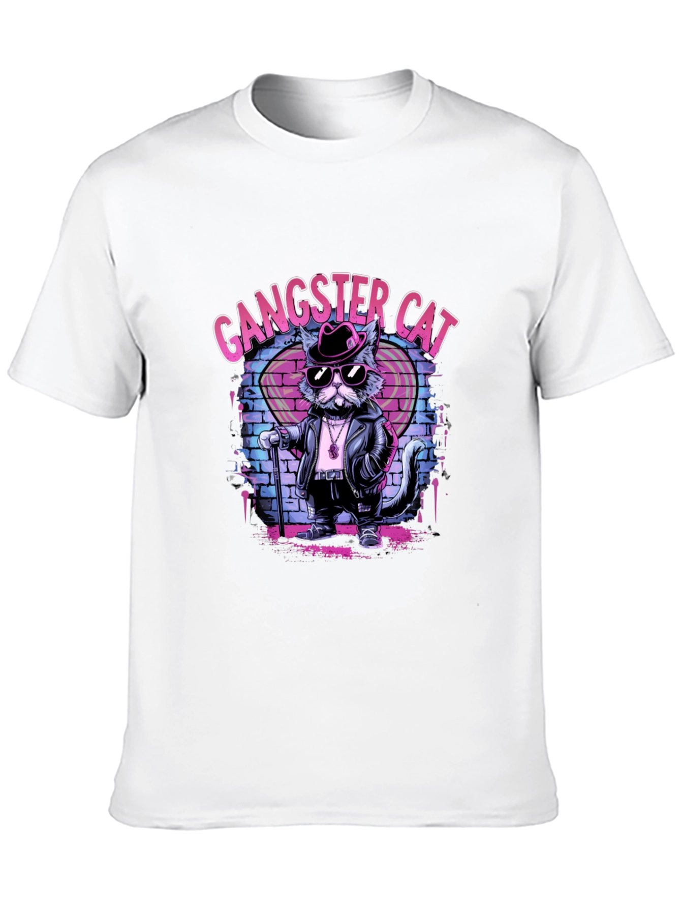 Black Gangster Cat Graphic T-Shirt - Cool Cat Tee view 10