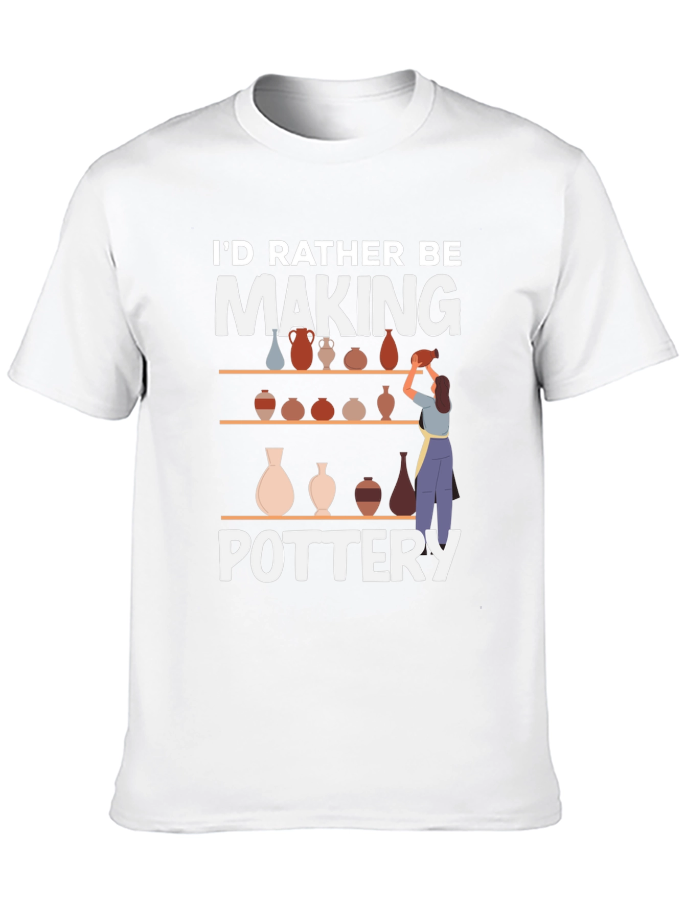Black Pottery Lover T-Shirt - I'd Rather Be Making Pottery view 10