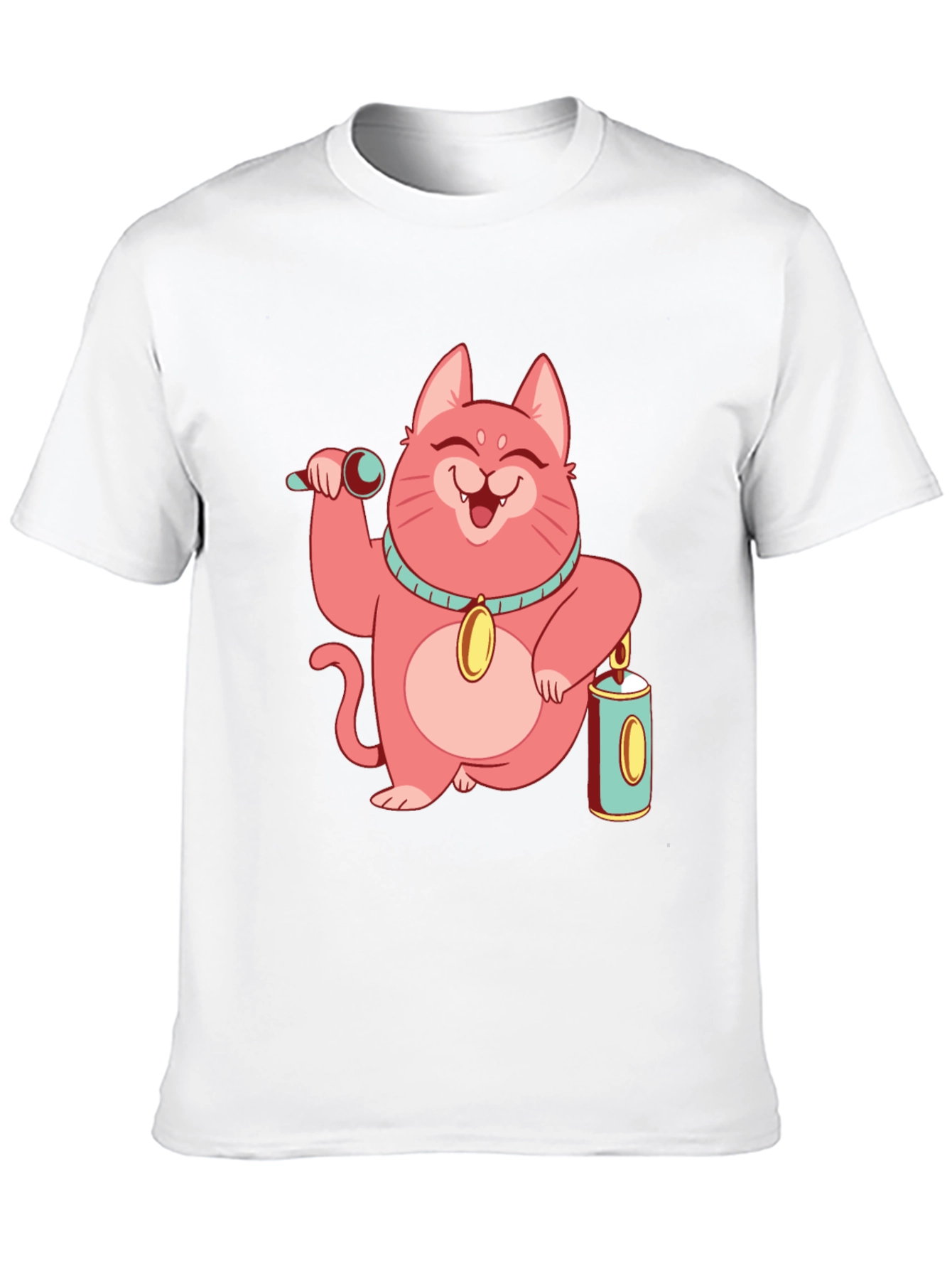 Black Pink Lucky Cat T-Shirt view 10