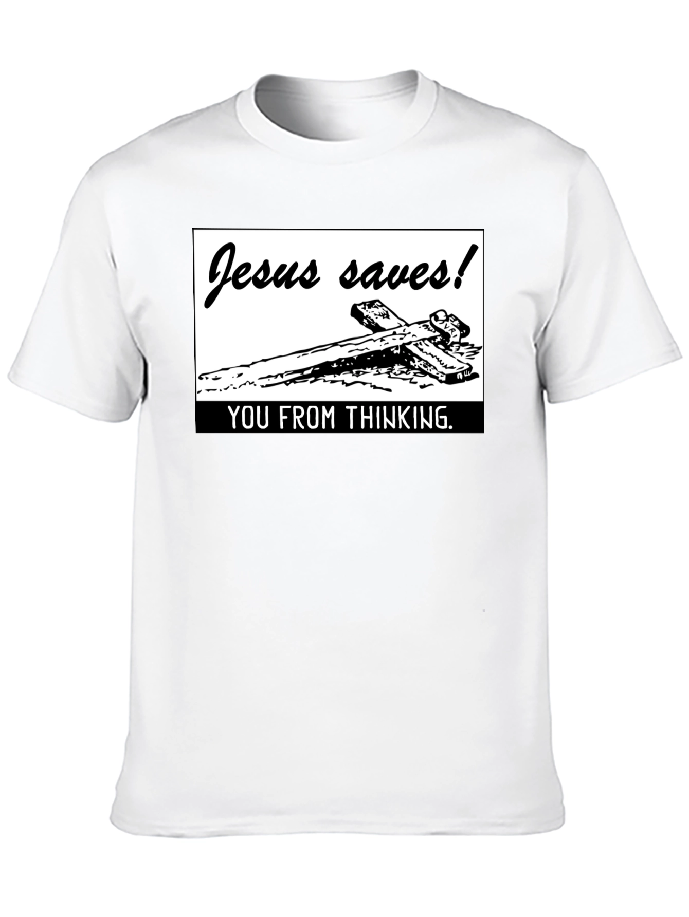 Black Jesus Saves! Graphic T-Shirt - Black view 10