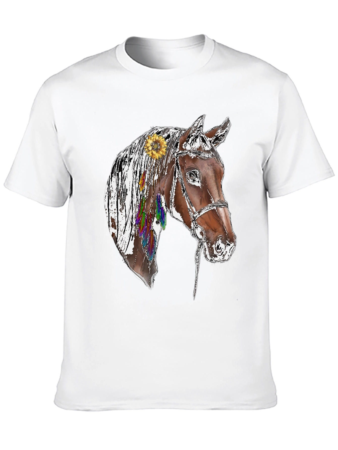 Black Horse Graphic Tee - Sunflower & Feathers Black T-Shirt view 10