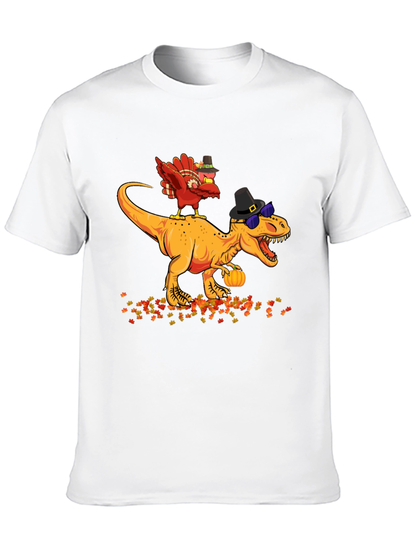 Black Thanksgiving Turkey Riding Dinosaur T-Shirt view 10