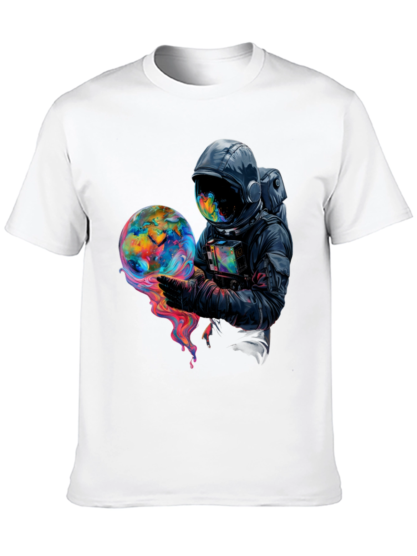 Black Astronaut Globe Graphic Tee - Black Cotton Comfort view 10