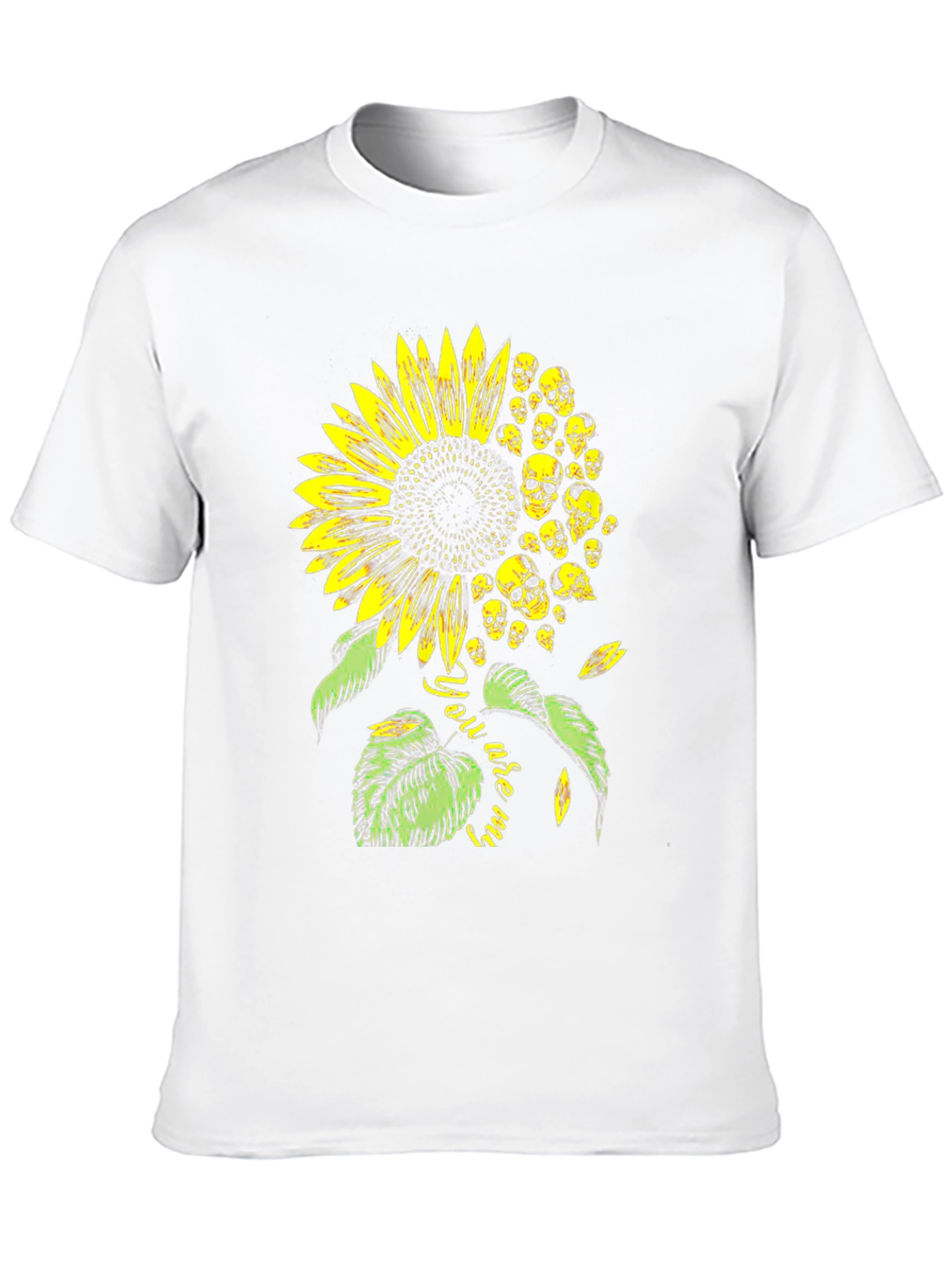 Black Skull Sunflower Graphic Tee - Black Cotton T-Shirt view 10