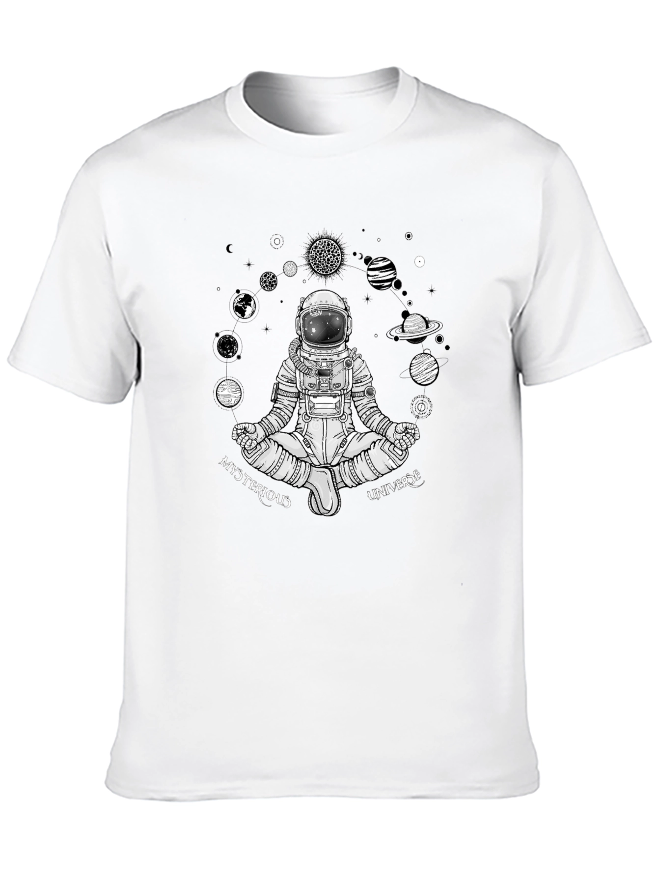 Black Mysterious Universe Astronaut T-Shirt - Black view 10