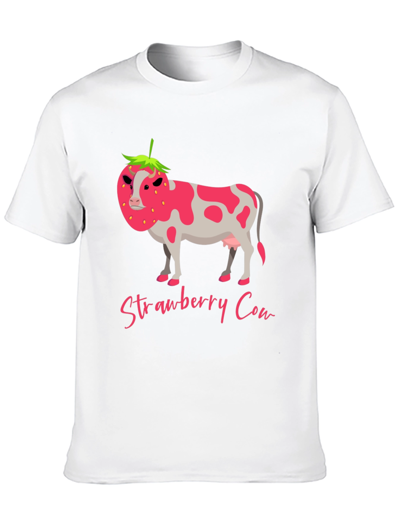Black Strawberry Cow Graphic Tee - Novelty Print T-Shirt view 10