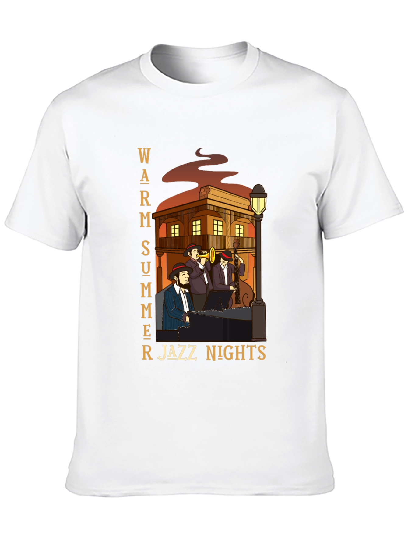 Black Warm Summer Jazz Nights T-Shirt view 10