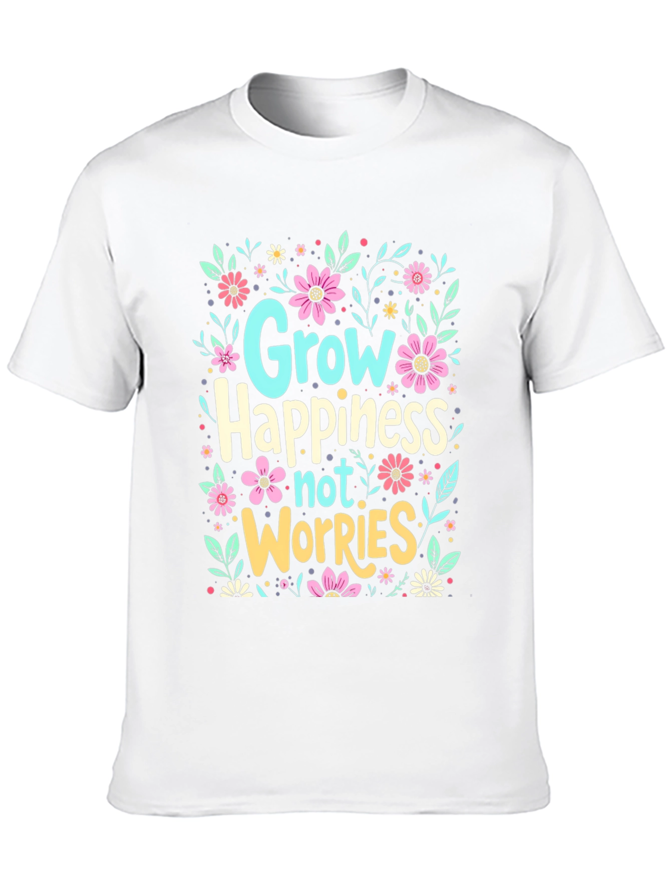 Black Grow Happiness Floral Graphic T-Shirt view 10