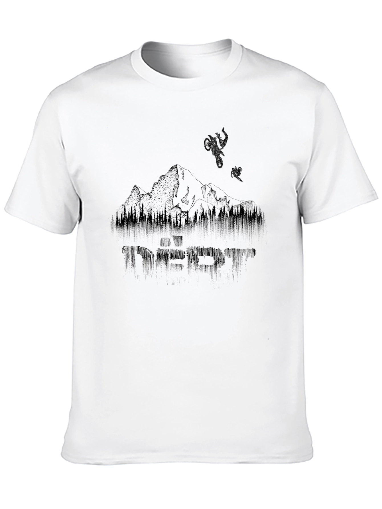 Black Dirt Bike Mountain Graphic Tee - Black Cotton Shirt view 10