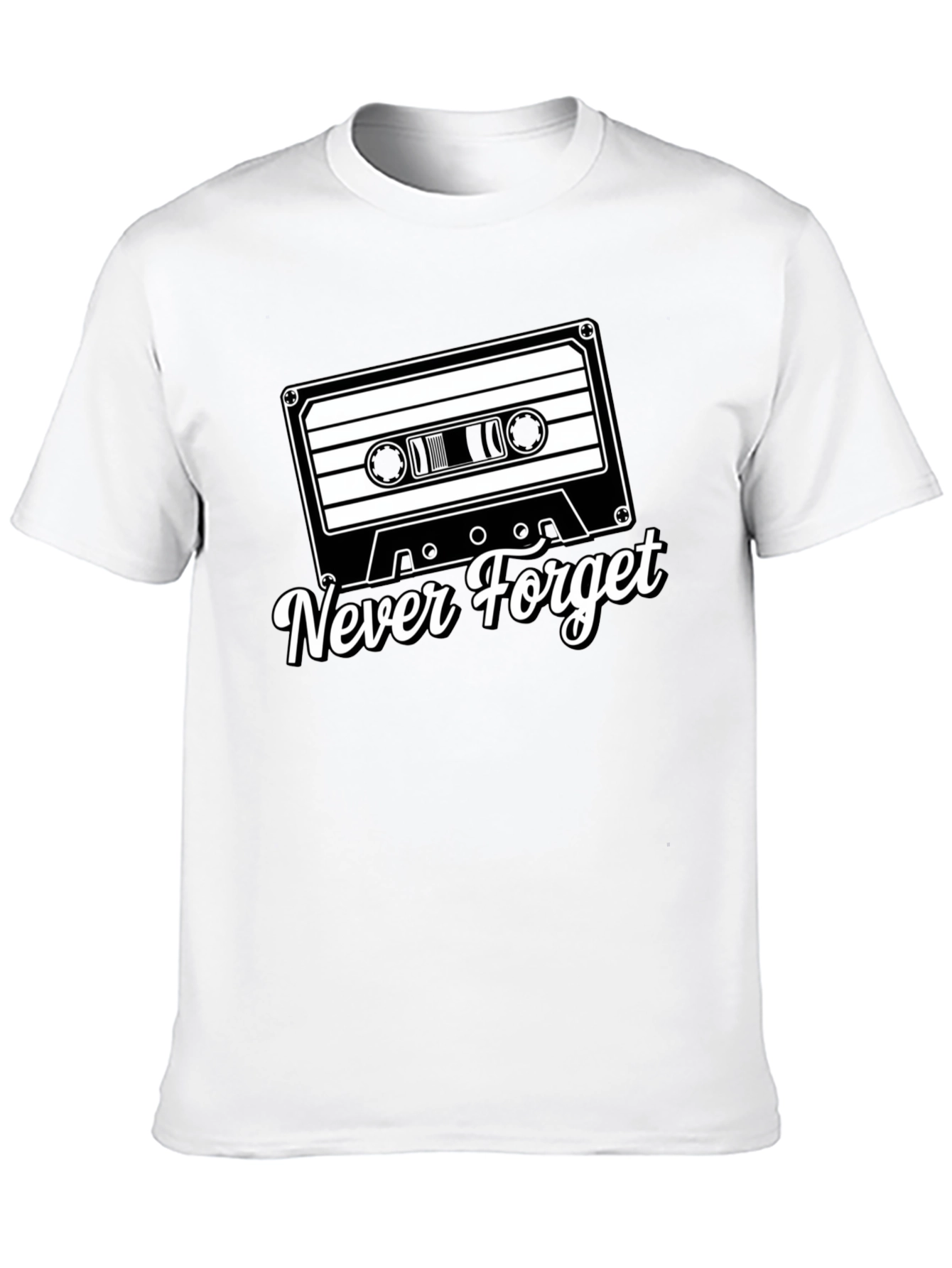 Black Retro Cassette Tape Never Forget Black T-Shirt view 10