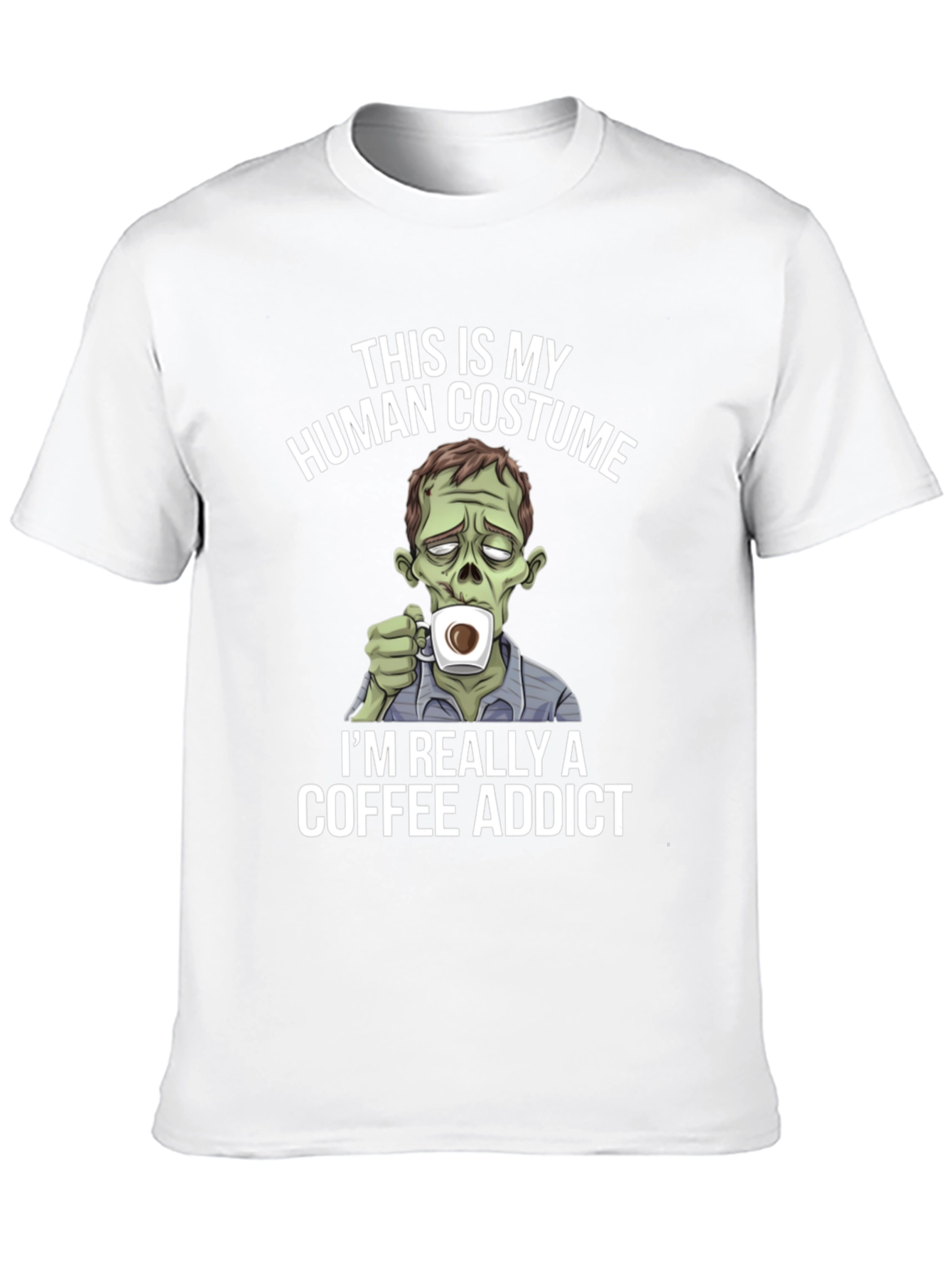 Black Zombie Coffee Addict Graphic Tee - Halloween Costume T-Shirt view 10