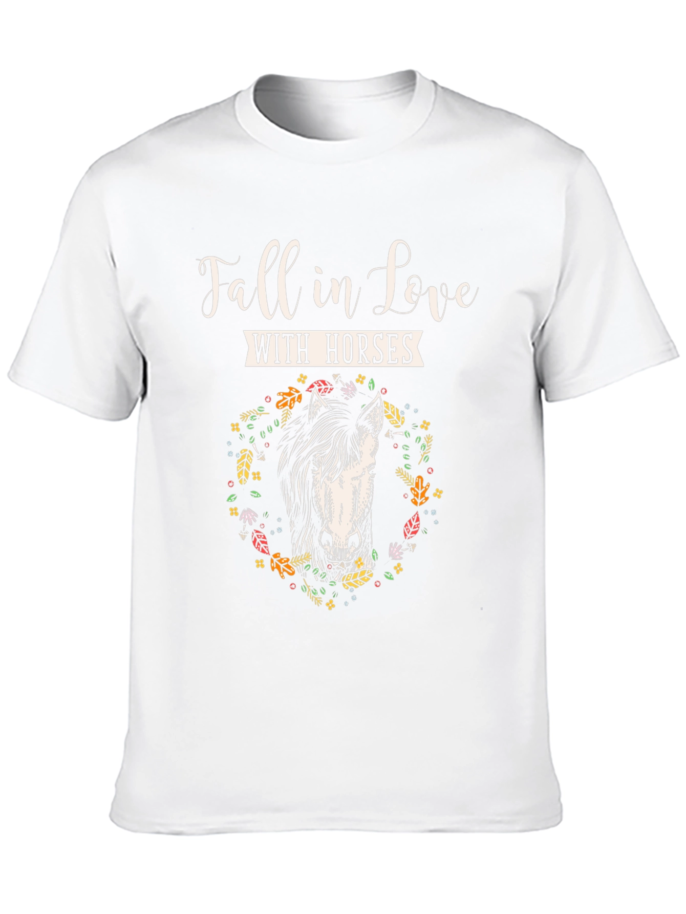 Black Fall in Love with Horses T-Shirt, Floral Horse Tee view 10