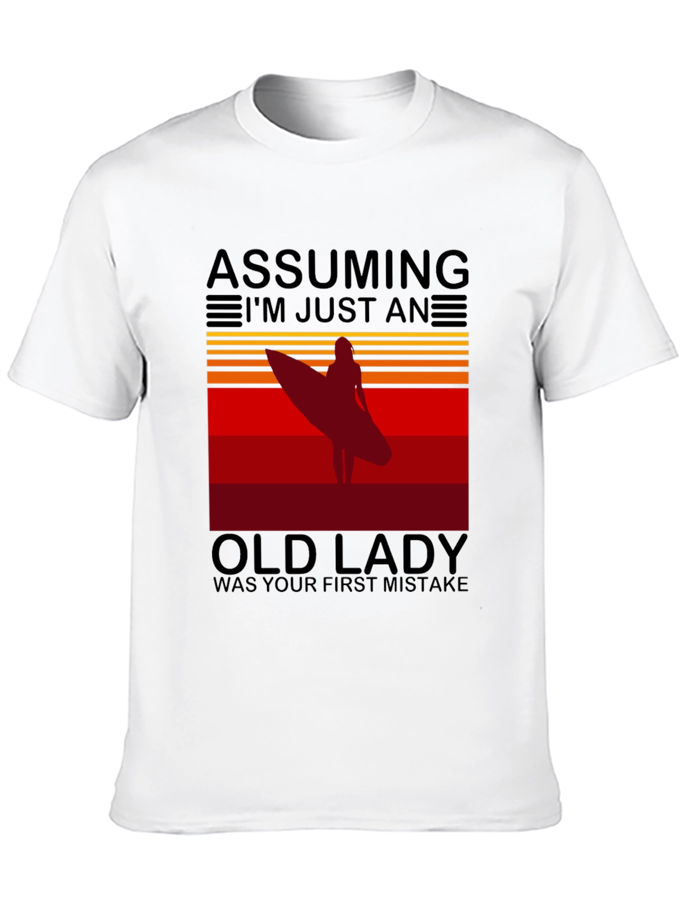 Black Assuming Old Lady Surfer T-Shirt view 10