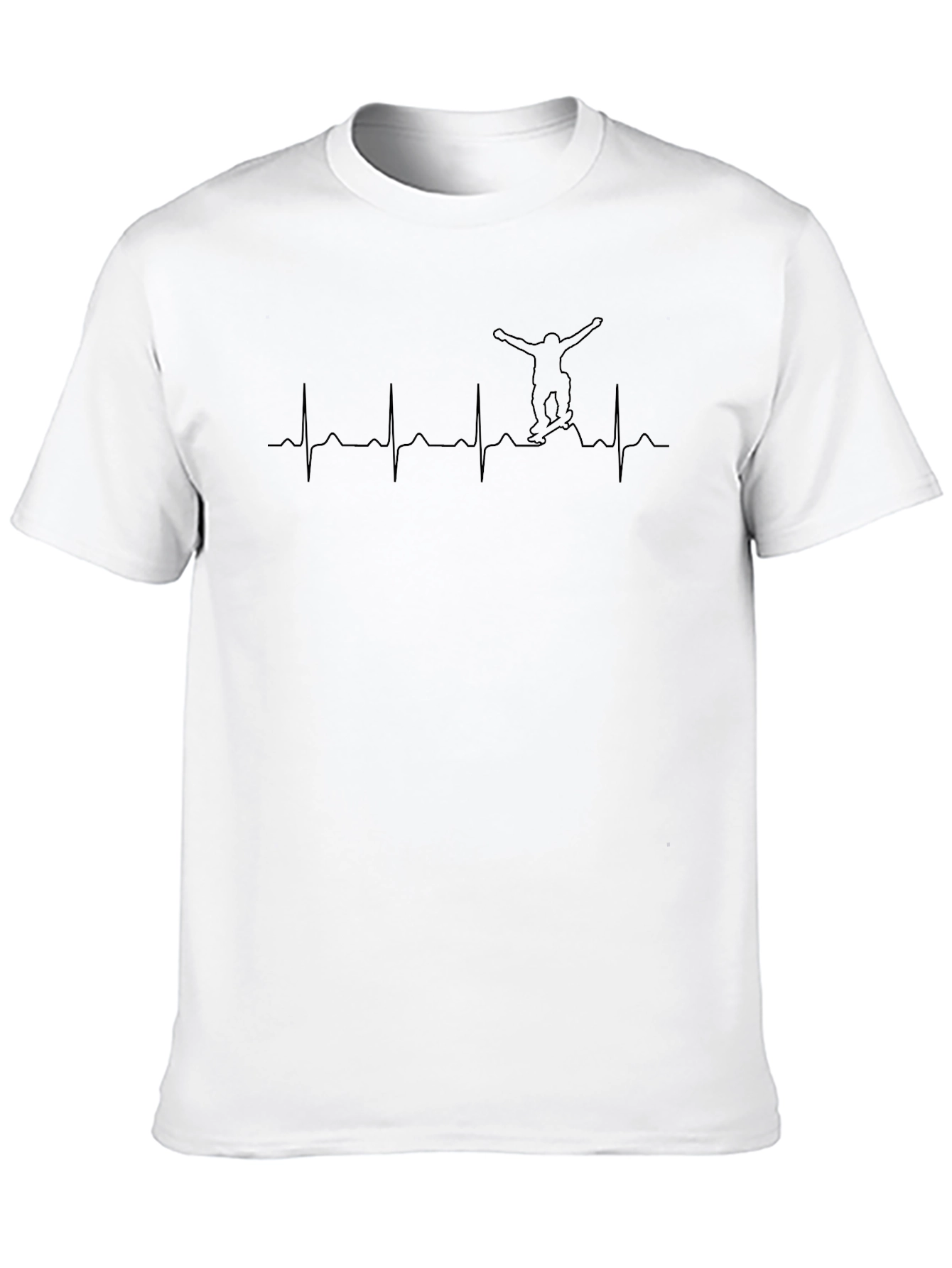 Black Snowboarding Heartbeat Graphic T-Shirt view 10