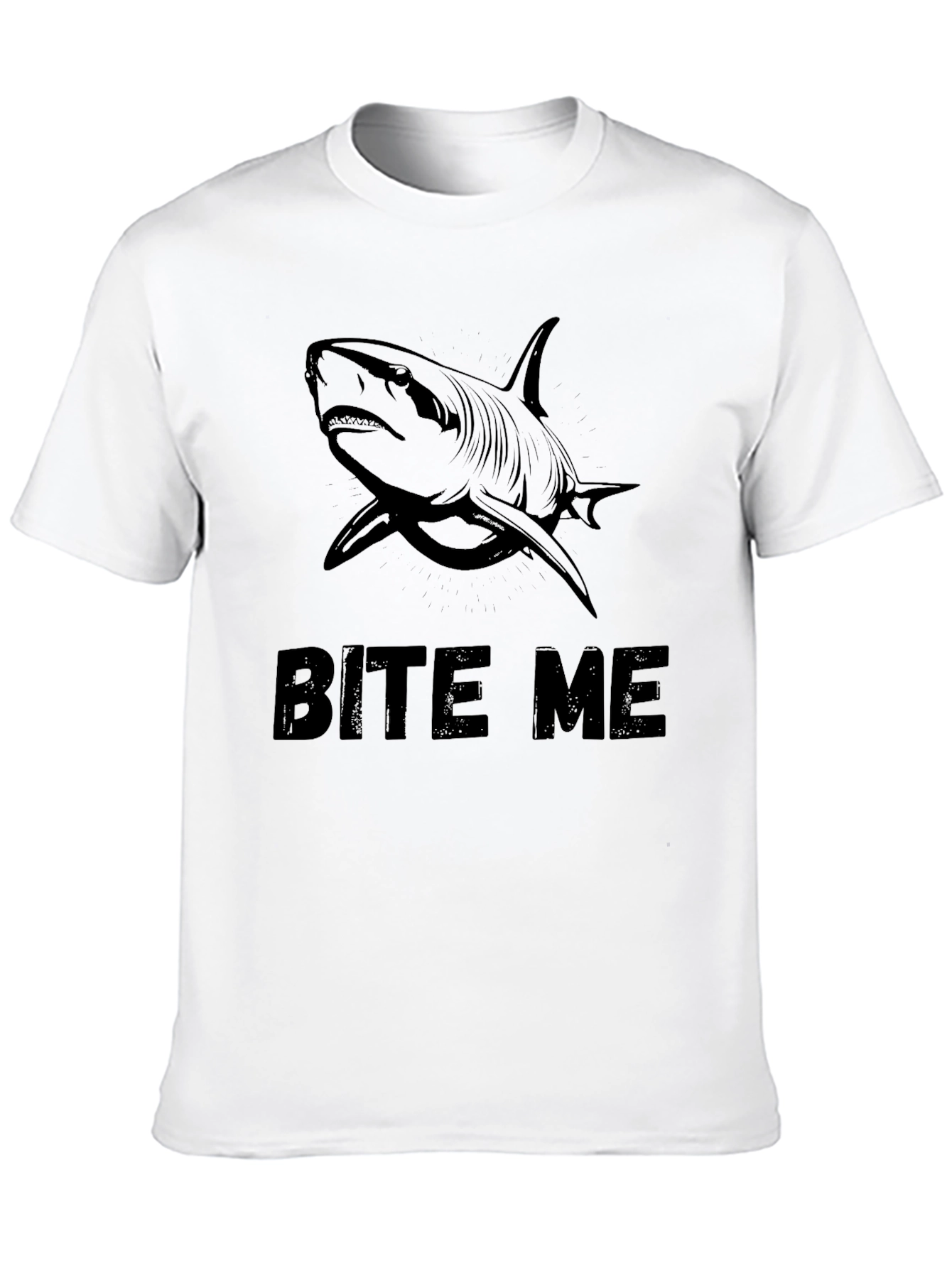 Black Bite Me Shark Graphic T-Shirt - Bold Black Cotton Tee view 10