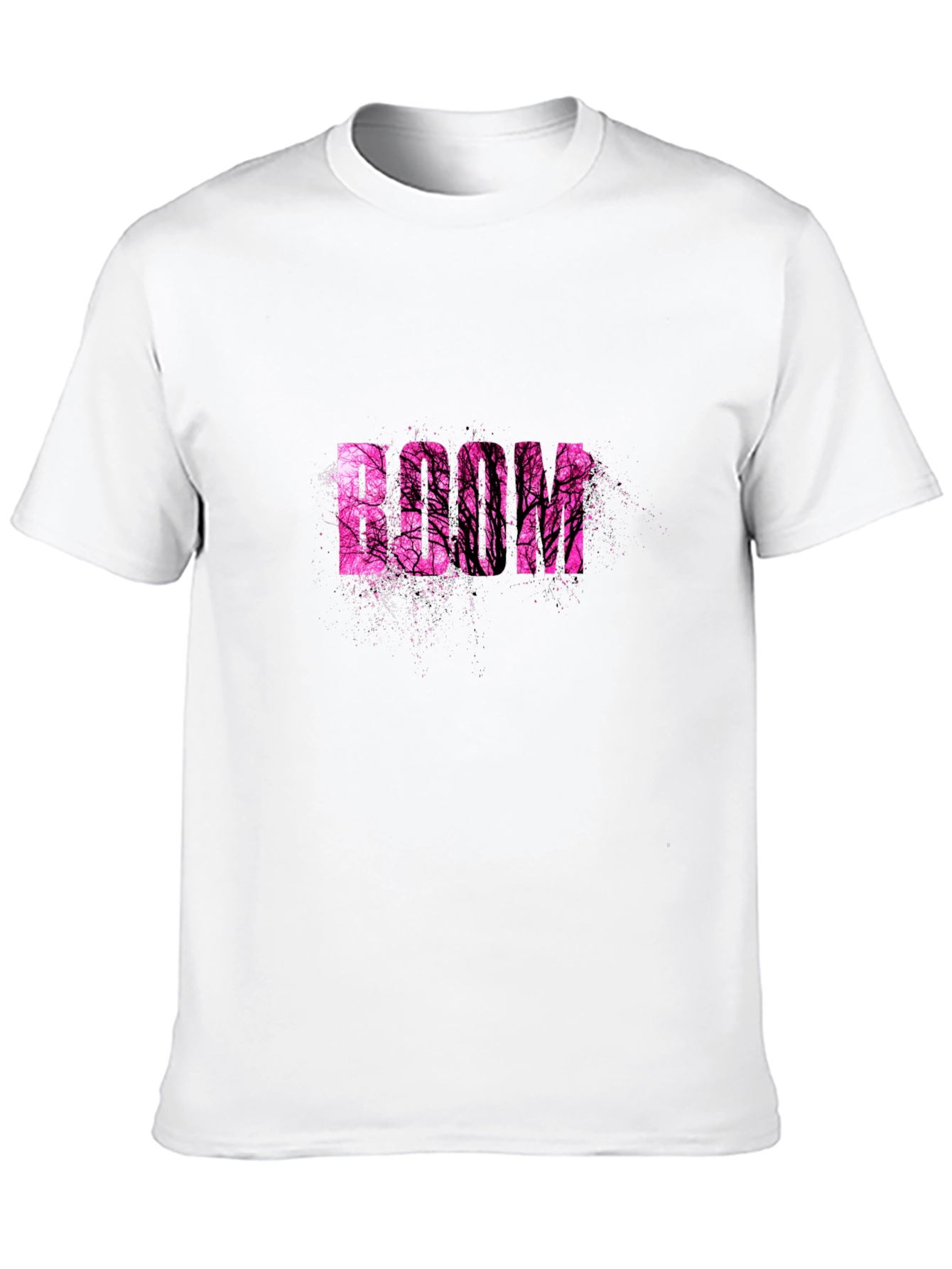 Black Stylish Black T-Shirt with Pink Tree Graphic view 10