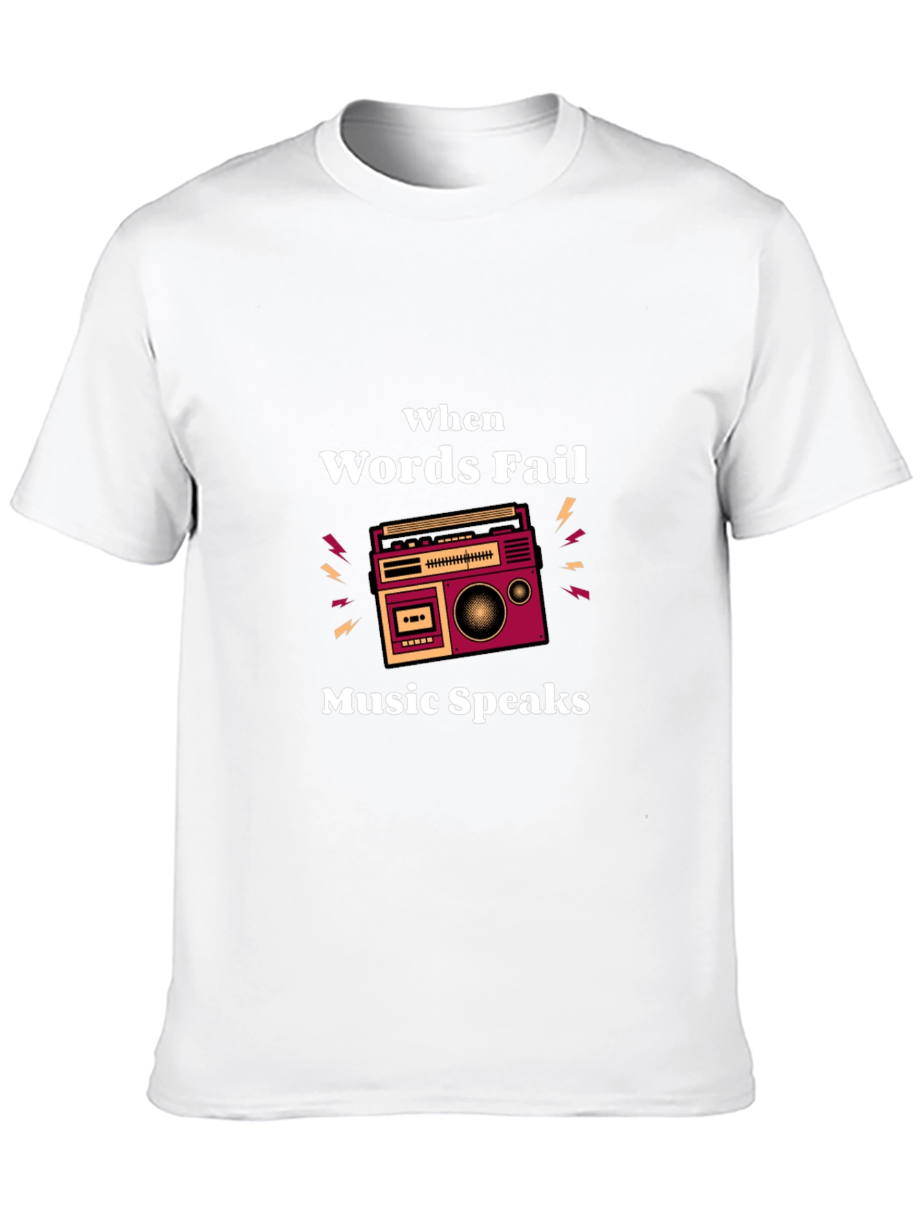 Black When Words Fail Music Speaks Graphic T-Shirt view 10
