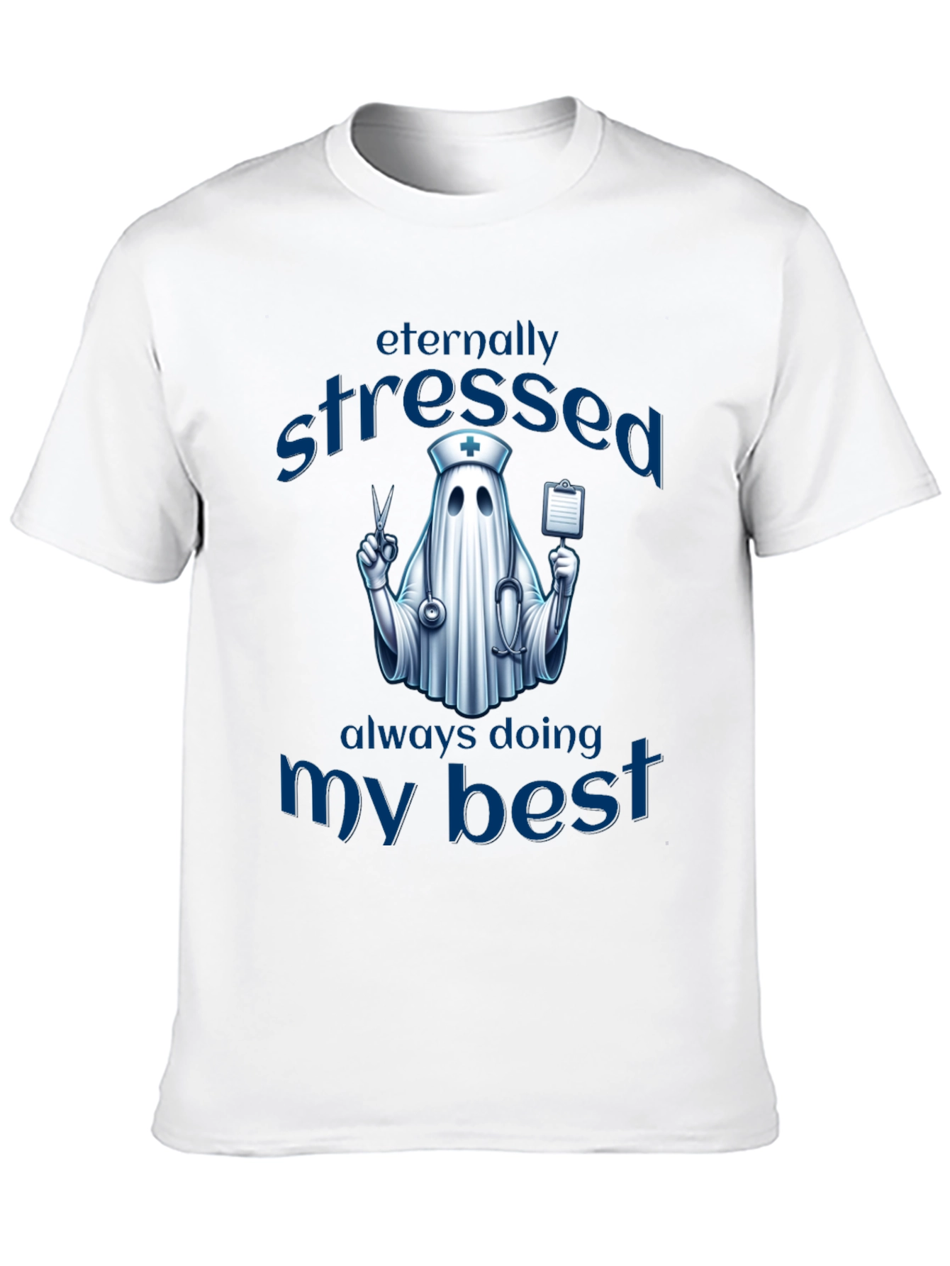 Black Eternally Stressed Nurse Ghost T-Shirt view 10