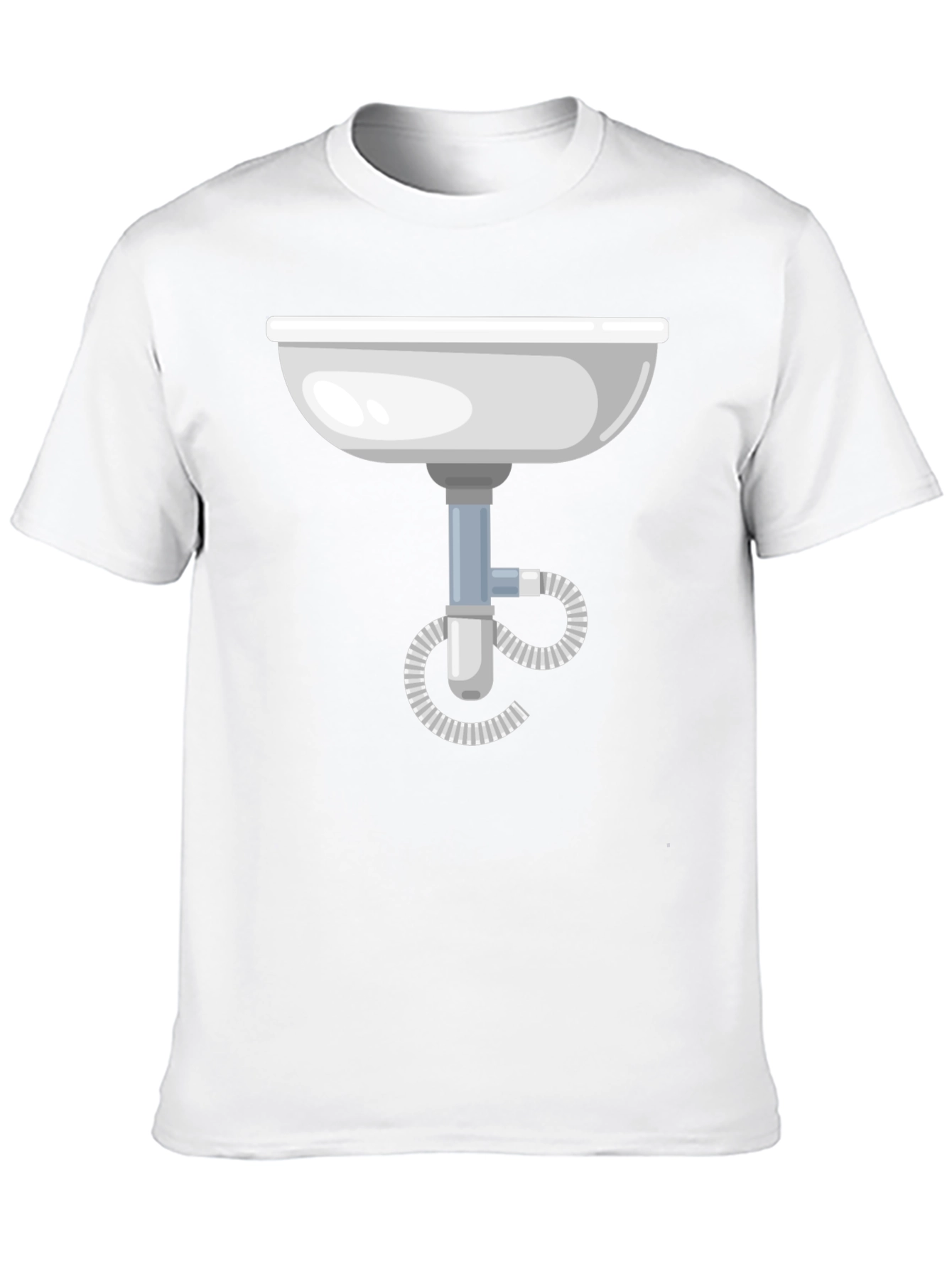 Black Funny Plumbing Sink Graphic Tee - Black Cotton T-Shirt view 10