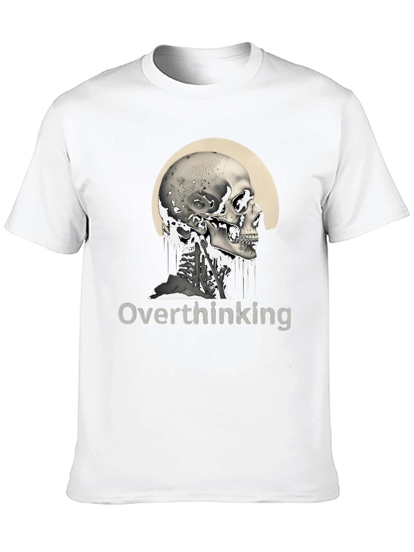 Black Overthinking Skull Graphic T-Shirt - Unisex Black Tee view 10