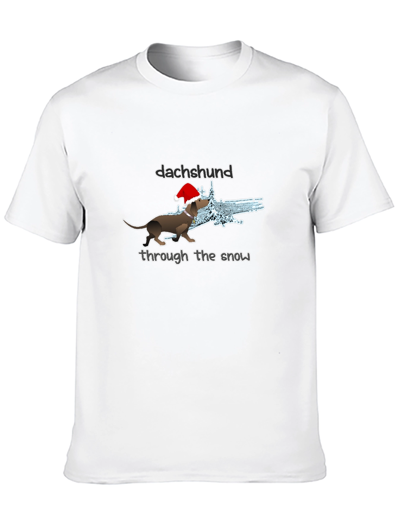 Black Dachshund Through The Snow Christmas T-Shirt view 10