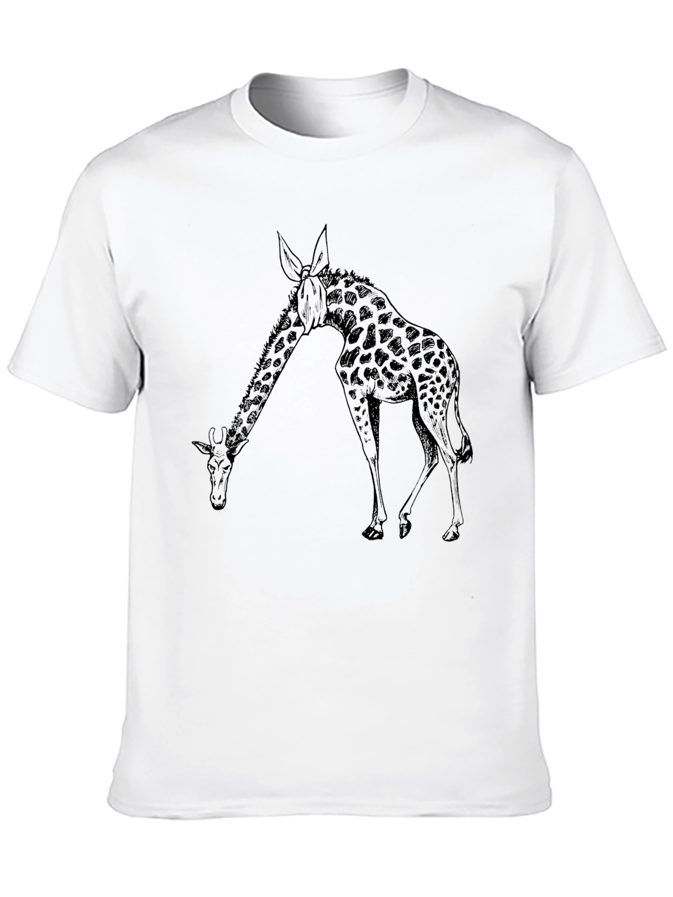 Black Men's Giraffe Graphic Black T-Shirt view 10