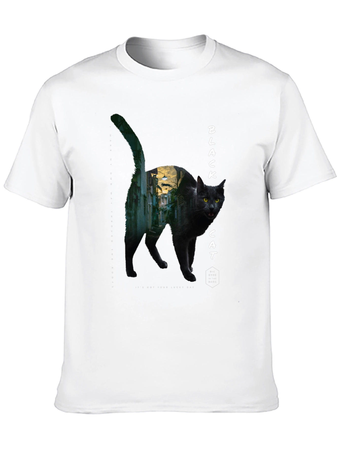 Black Black Cat Graphic Tee - Unisex Cotton T-Shirt view 10
