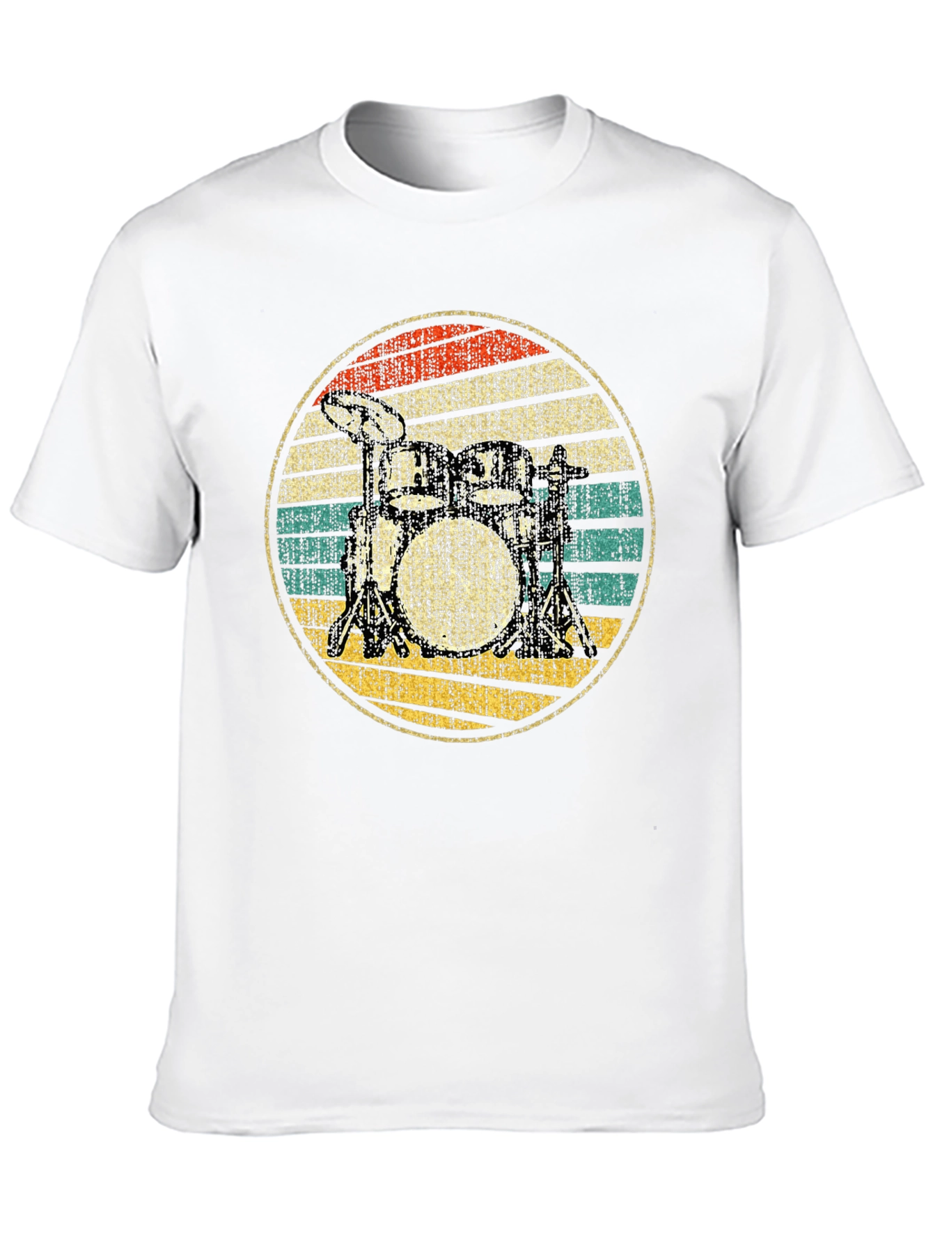 Black Vintage Drum Set T-Shirt - Retro Drummer Tee view 10