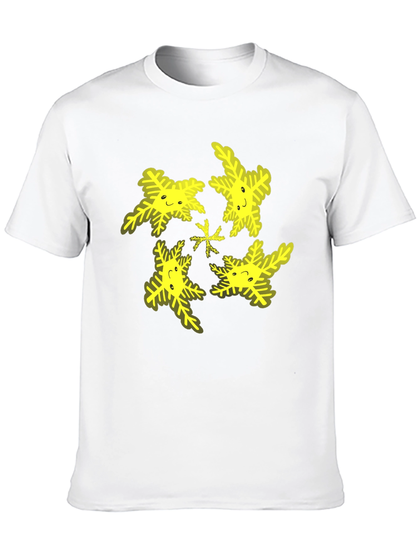 Black Cheerful Snowflake Pattern Black T-Shirt view 10