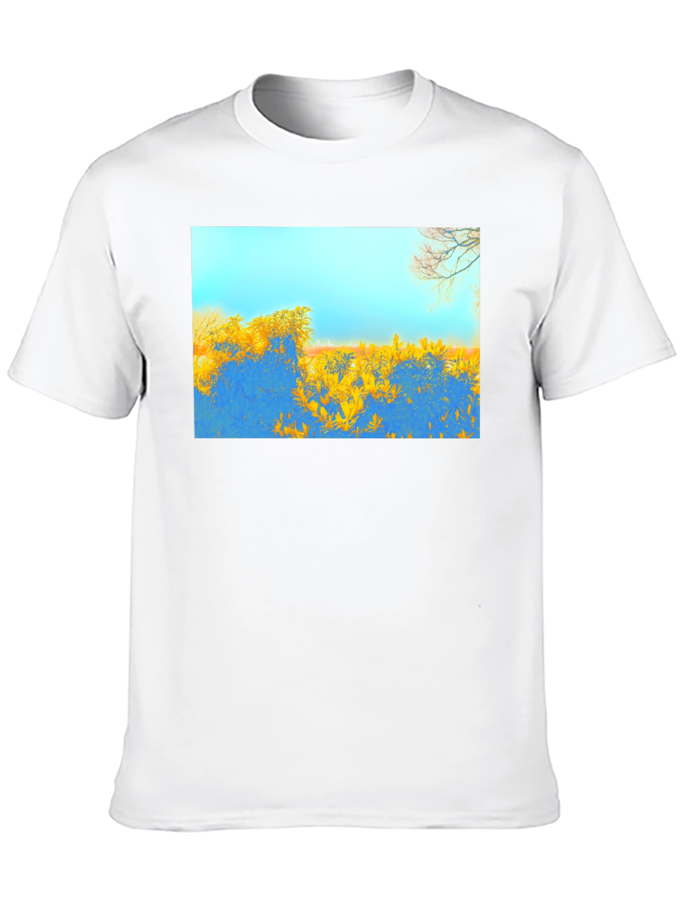 Black Abstract Landscape Graphic Tee - Black Cotton Blend view 10