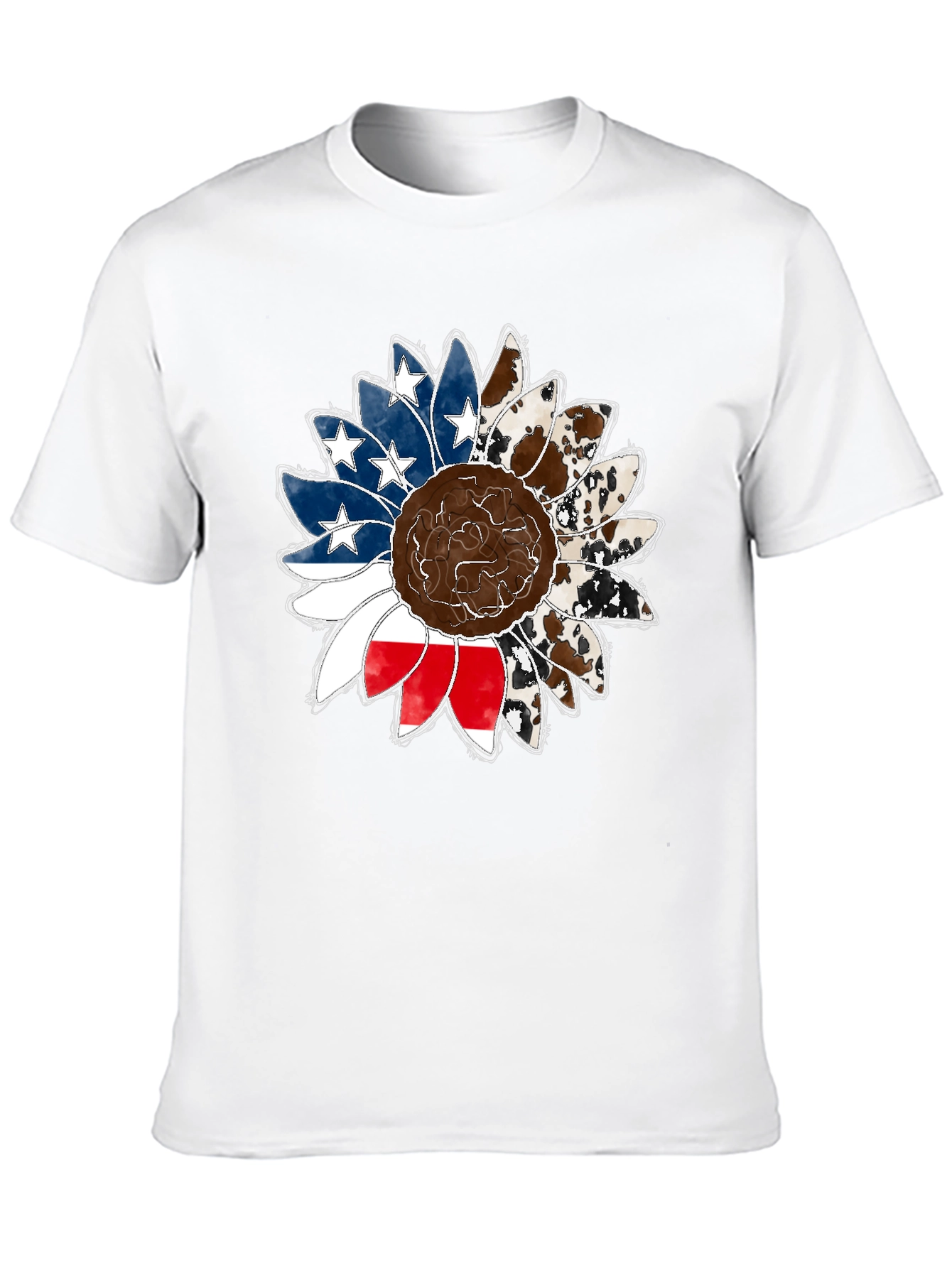Black American Flag Sunflower Graphic Tee view 10
