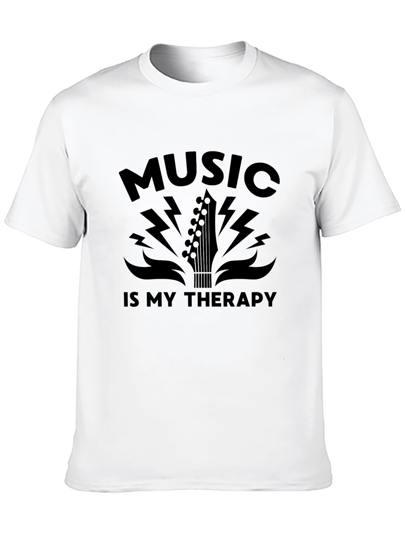 Black Music Therapy Graphic Tee - Black Cotton T-Shirt view 10