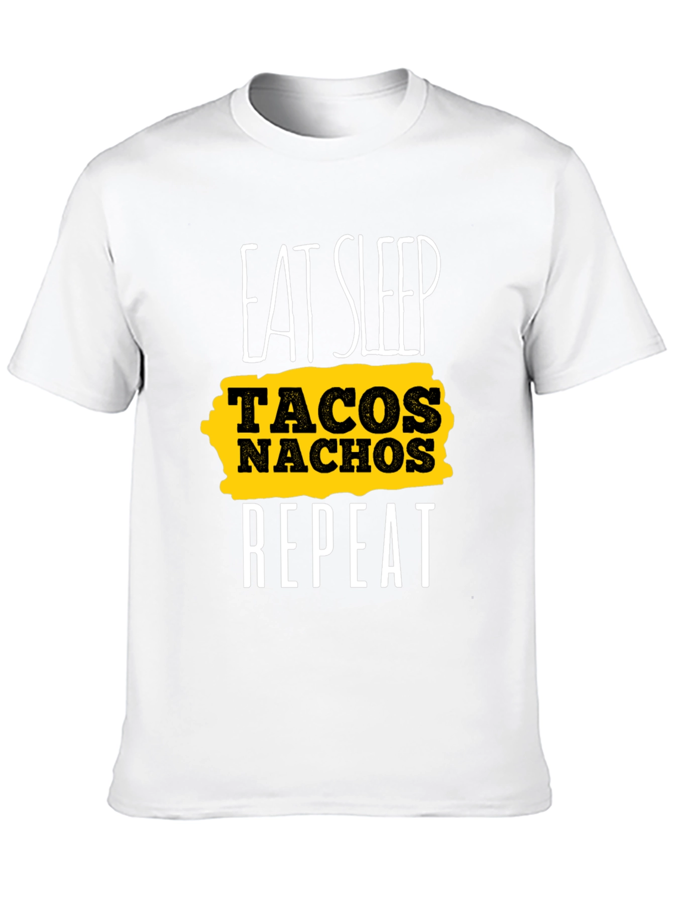 Black Eat Sleep Tacos Nachos Repeat Black Graphic Tee view 10
