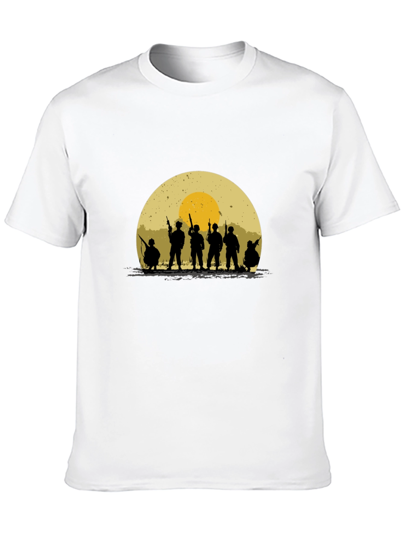 Black Silhouette Soldier T-Shirt - Retro Sunset Design view 10