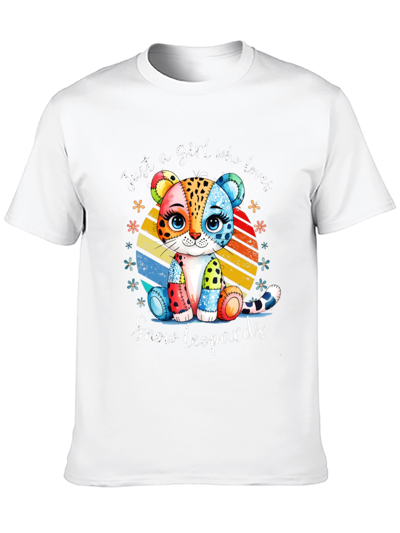 Black Just a Girl Who Loves Snow Leopards T-Shirt view 10