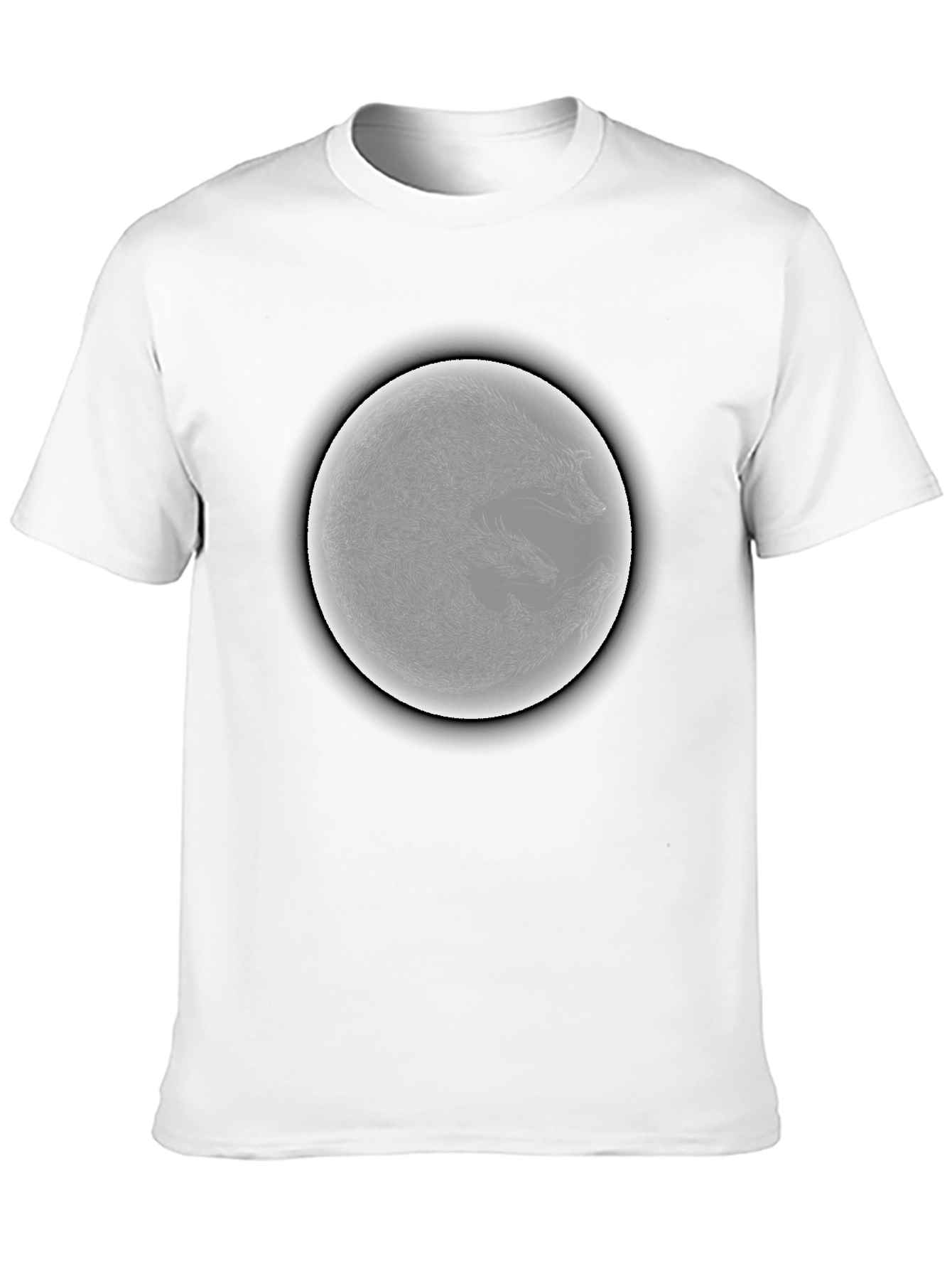 Black Yin Yang Wolf Graphic Black T-Shirt view 10