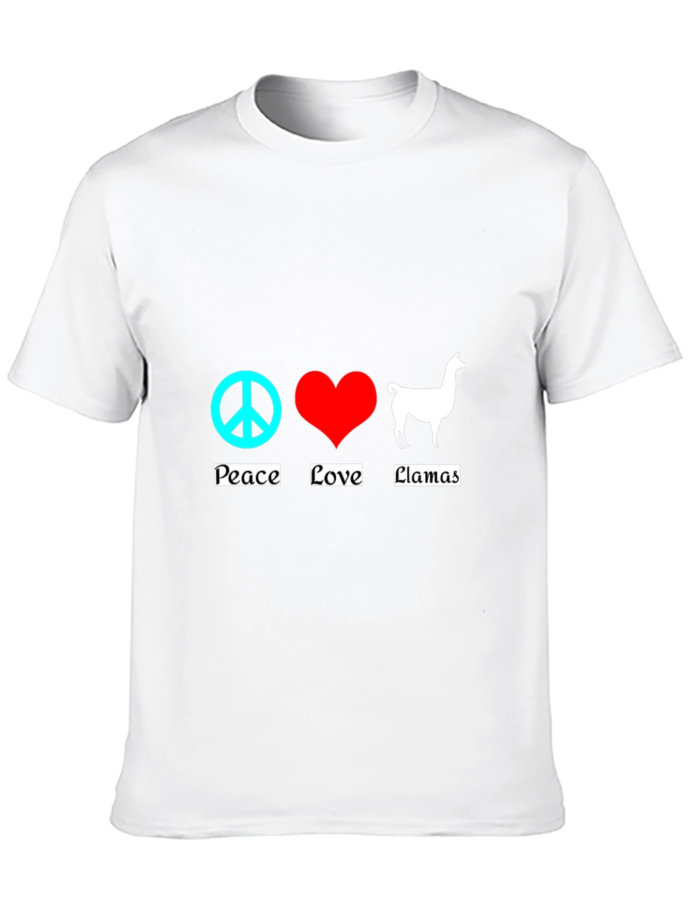 Black Peace Love Llamas T-Shirt - Black Cotton Tee view 10
