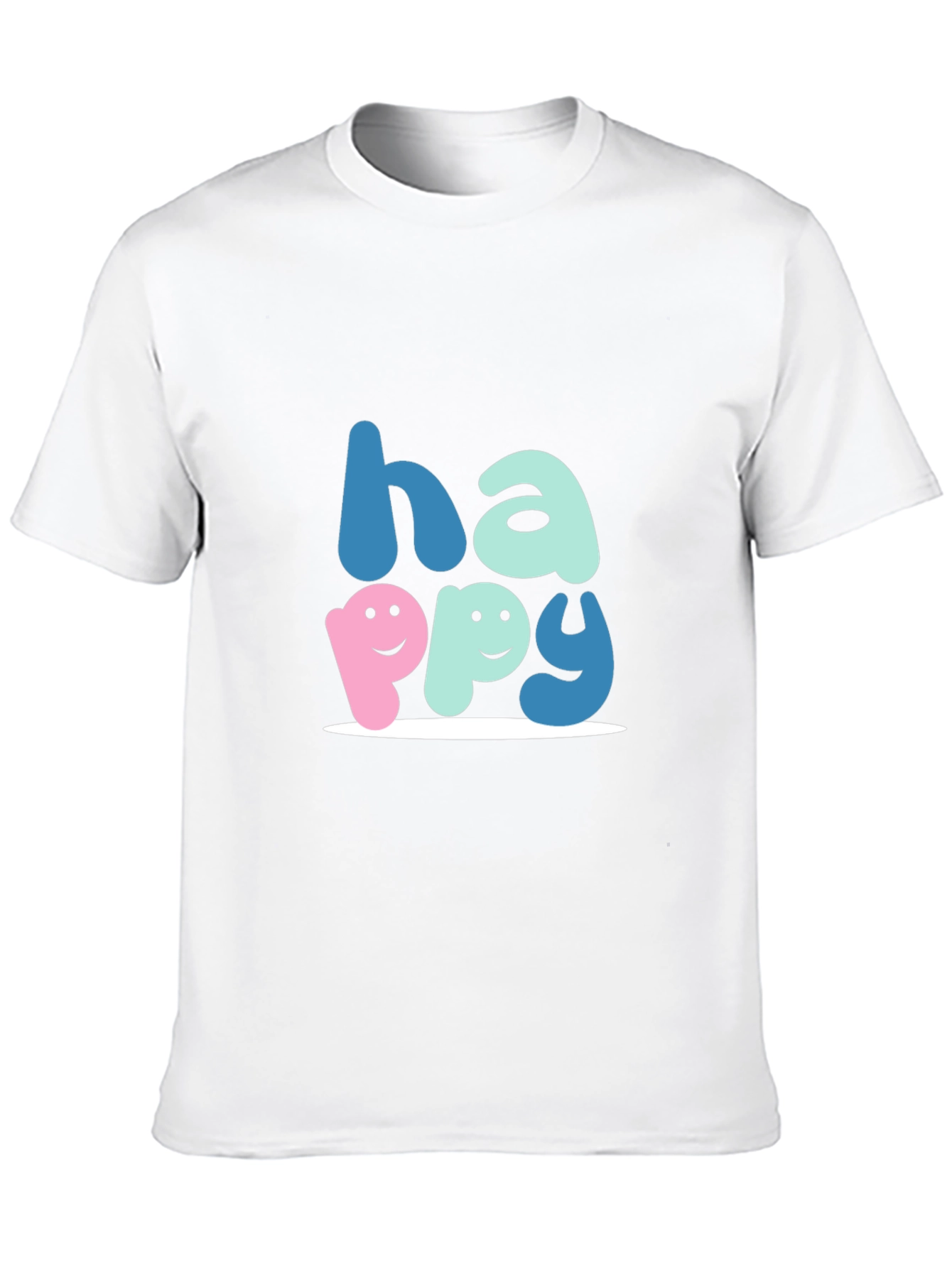 Black Happy Graphic Tee - Soft Cotton Blend, Unisex Fit view 10