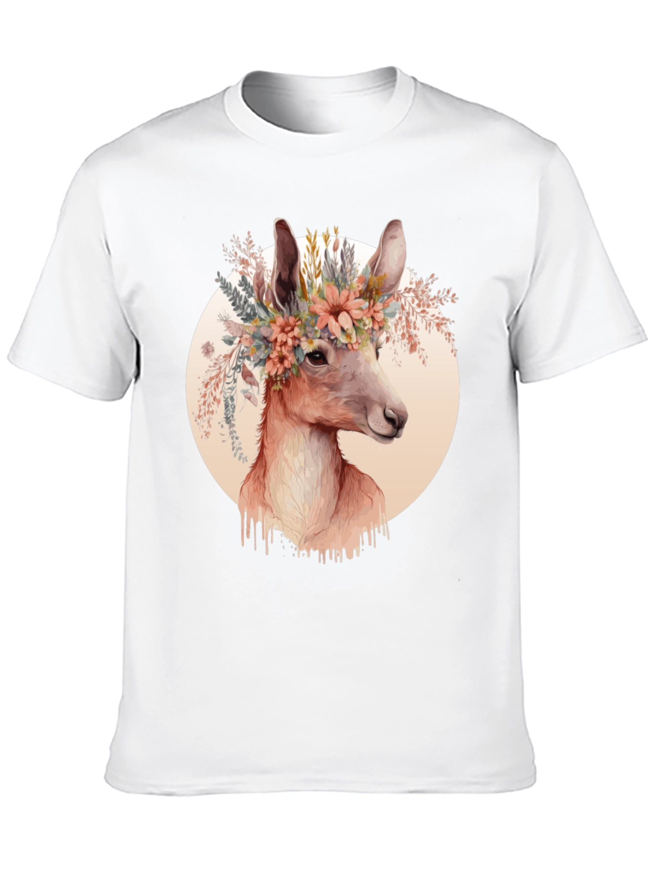 Black Floral Deer Graphic Tee - Trendy Unisex Shirt view 10