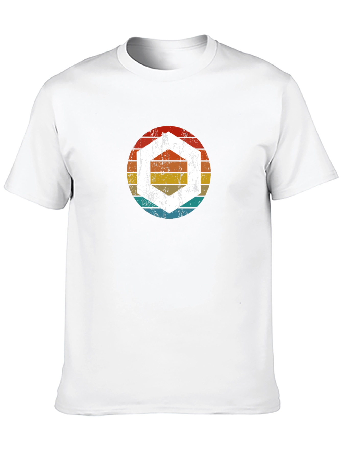 Black Retro Hexagon Graphic Tee - Black Cotton Blend view 10