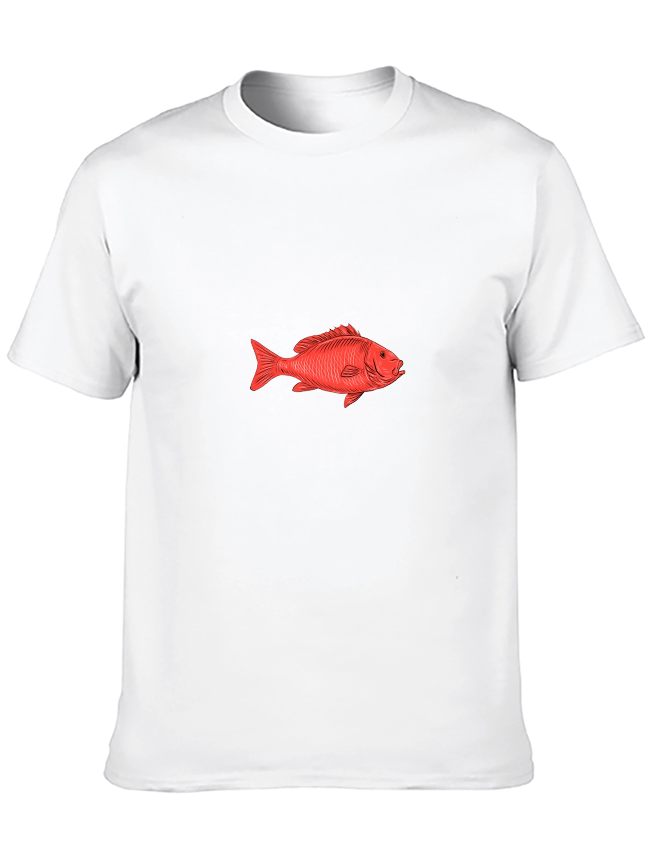 Black Red Fish Graphic Tee - Black Cotton T-Shirt view 10
