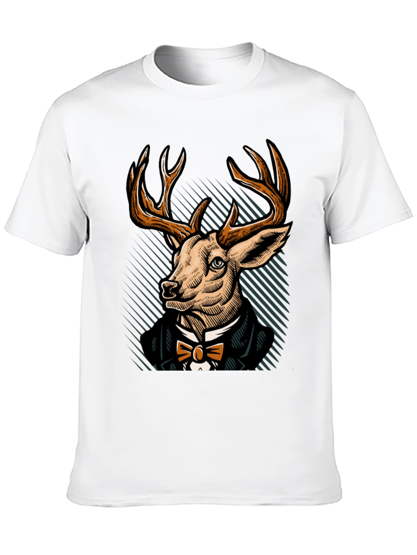 Black Dapper Deer T-Shirt - Elegant Animal Graphic Tee view 10