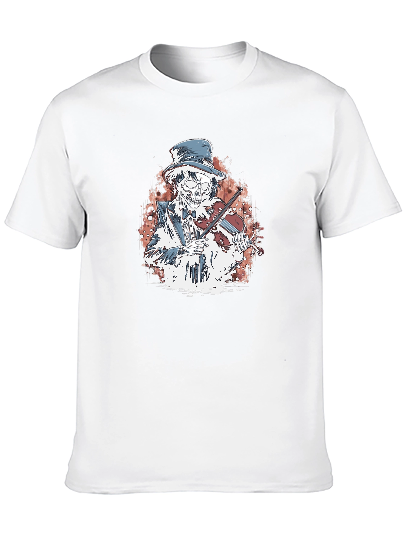 Black Skeleton Violinist Graphic Tee view 10