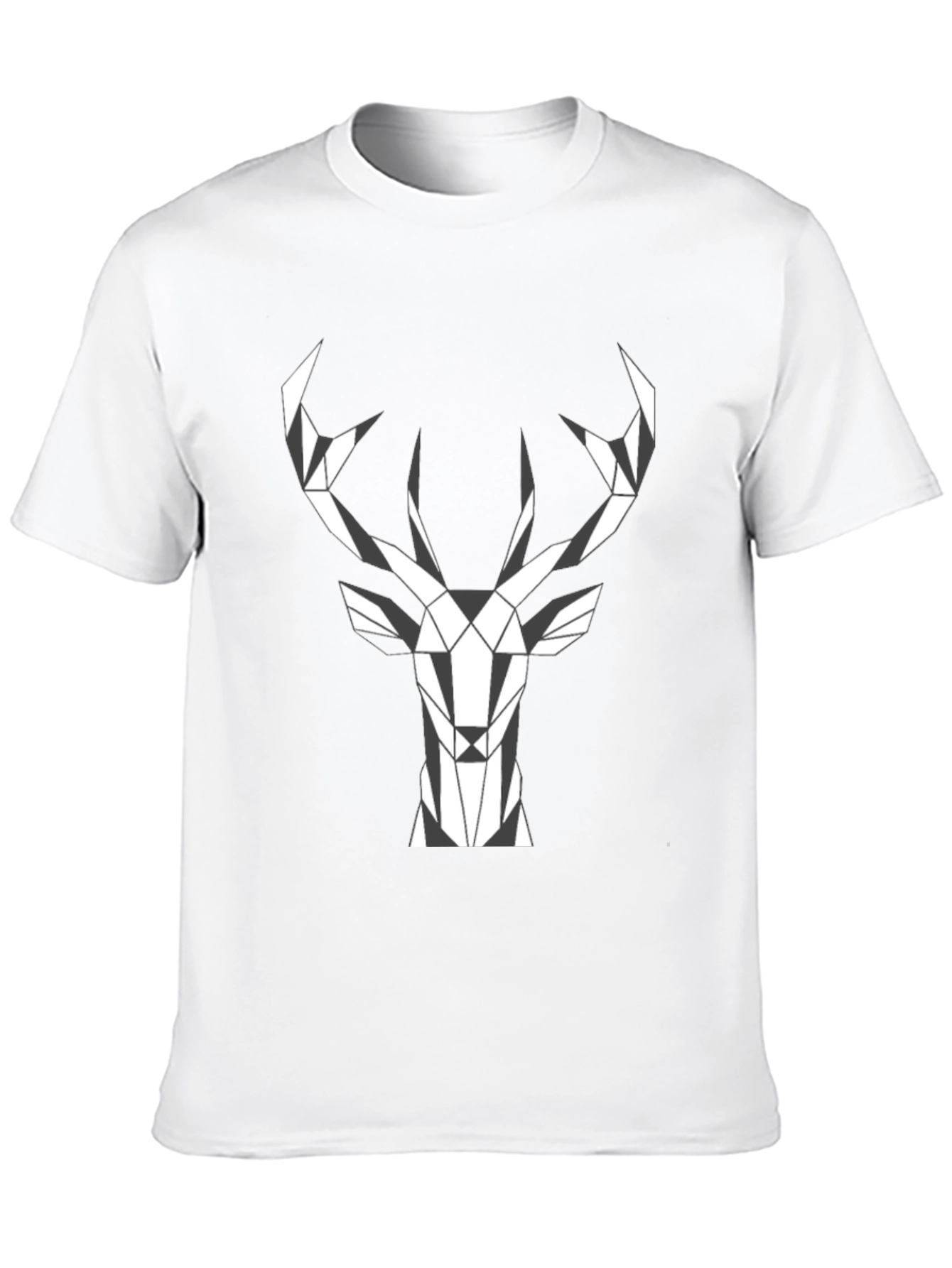Black Geometric Deer Head Graphic Tee - Stylish Menswear view 10