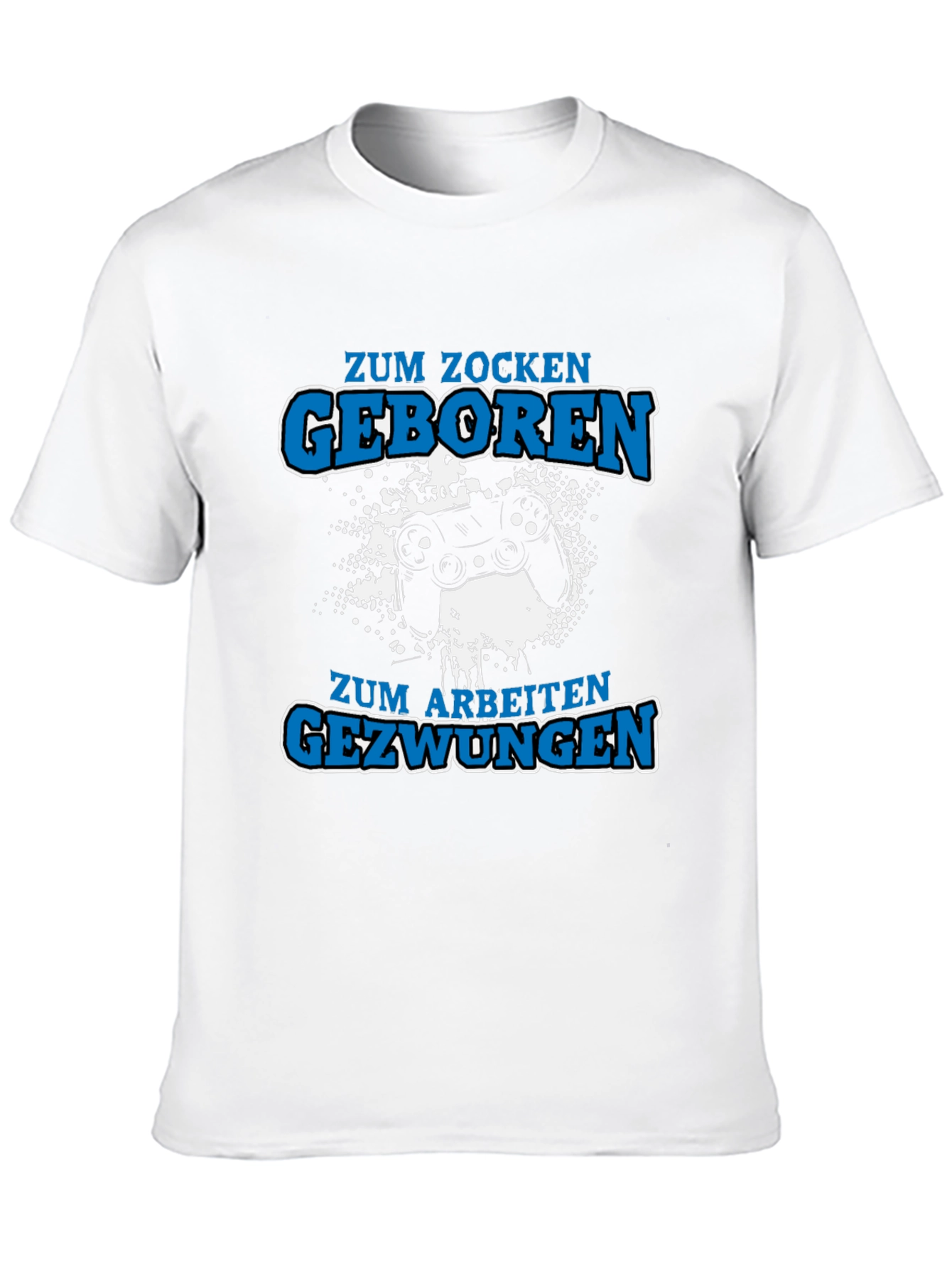 Black Gamer T-Shirt: Born to Play, Forced to Work - Black Cotton Tee view 10