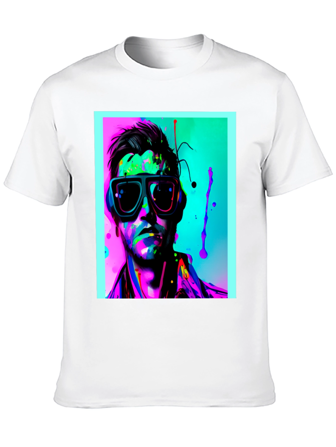 Black Neon Splash Portrait T-Shirt view 10