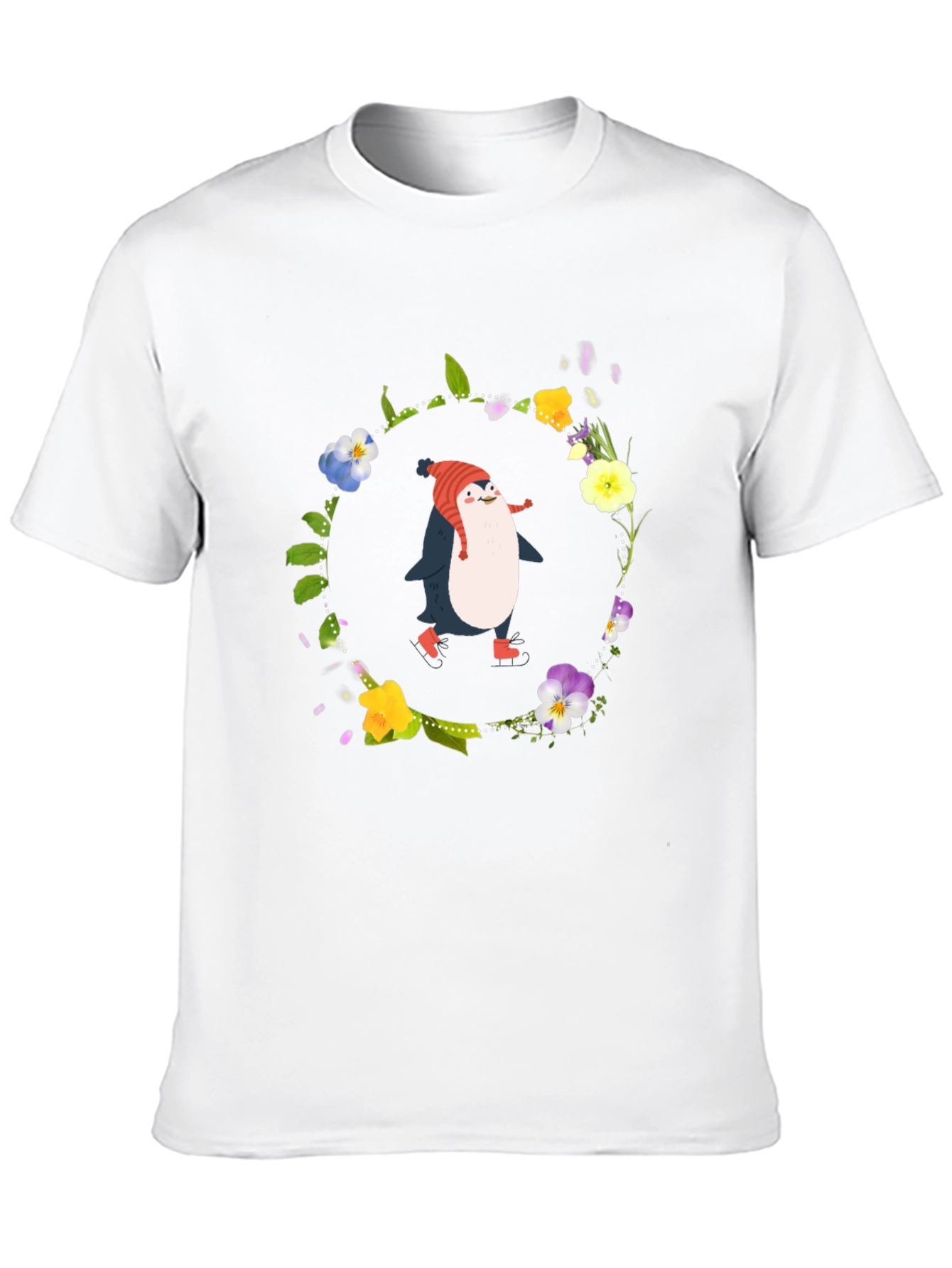 Black Penguin Floral Wreath Graphic Tee - Soft Cotton Blend view 10